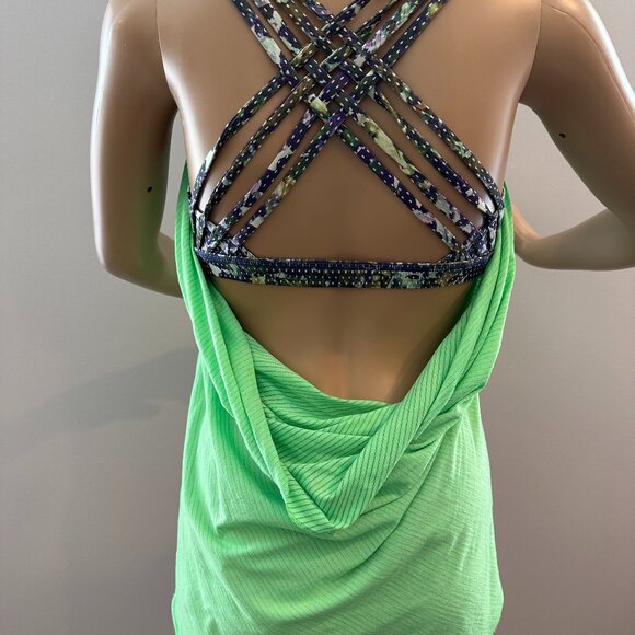 lululemon athletica Tops - LuLuLemon Authentic Open Back Tank With Attached Sports Bra Size 6 (Small/Green)